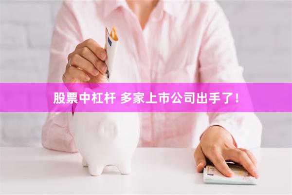 股票中杠杆 多家上市公司出手了！